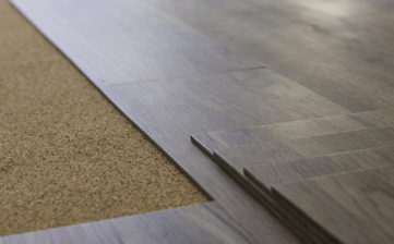 Luxury vinyl plank flooring on cork underlayment
