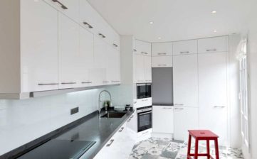 Modern  luxury kitchen penthouse condominium home. Modern kitchen house interior.